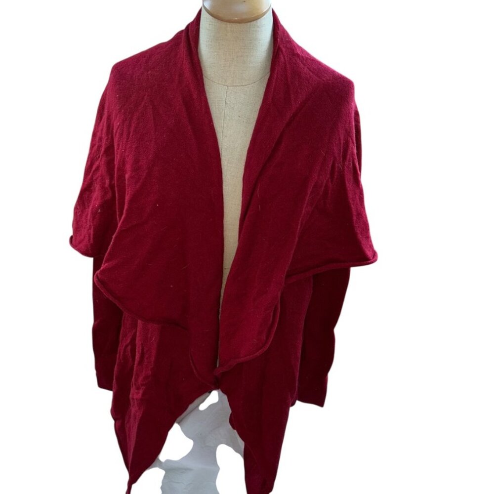 saks fifth avenue deep cranberry red cashmere blend shawl neck cardigan sweater